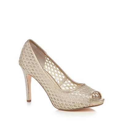 Gold cut-out peep toe high court shoes